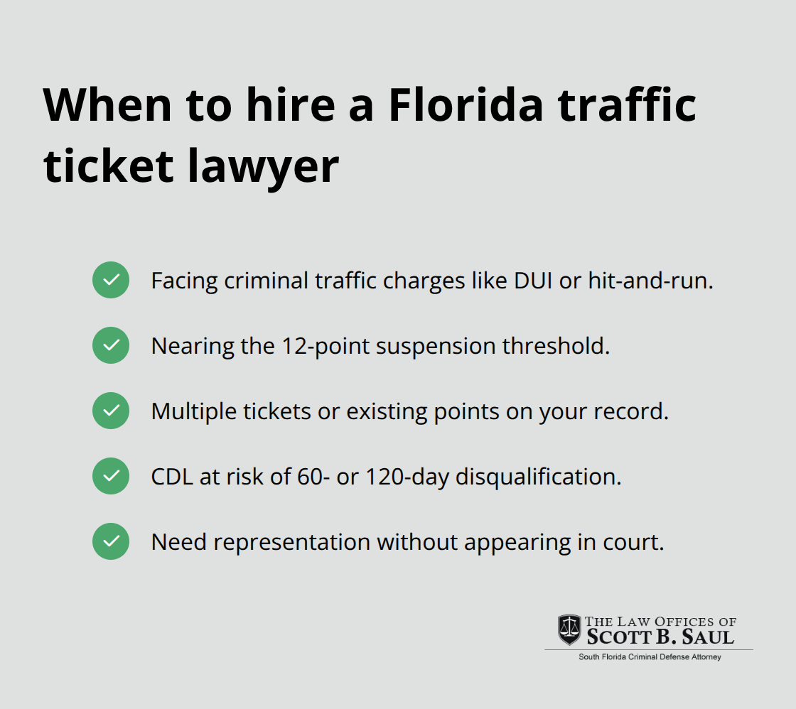 Checklist of scenarios when Florida drivers should hire a traffic ticket lawyer - florida traffic ticket lawyer