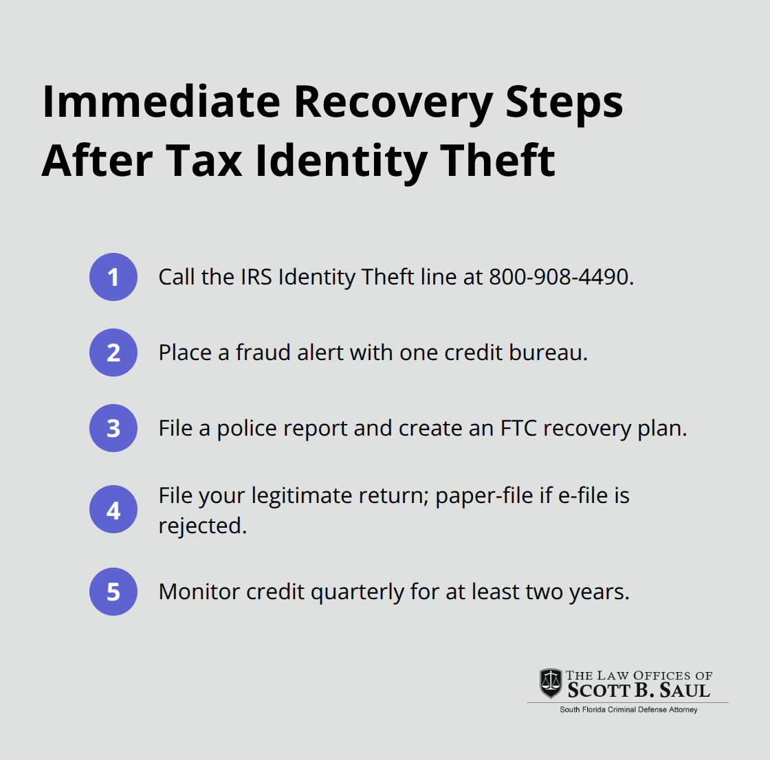 Ordered checklist for rapid response if your tax identity is stolen - identity theft and tax fraud