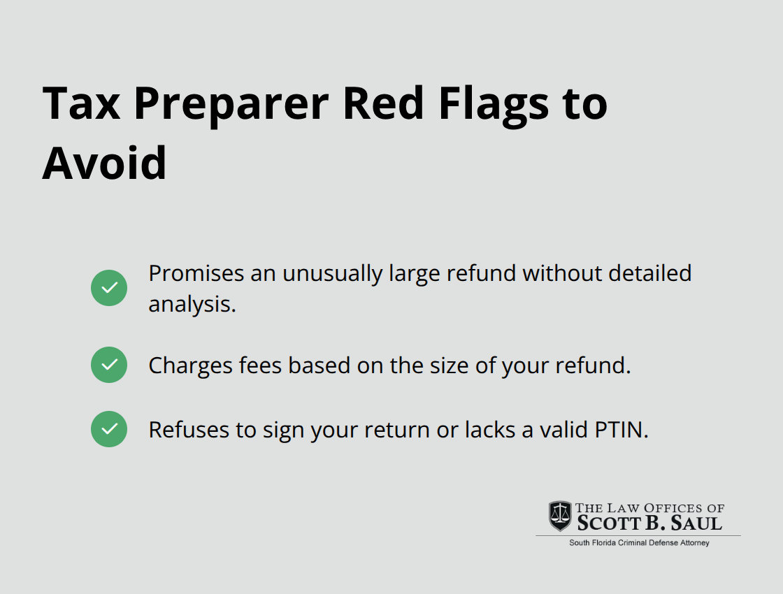 Checklist of common ghost preparer warning signs to help taxpayers avoid fraud. - tax fraud schemes