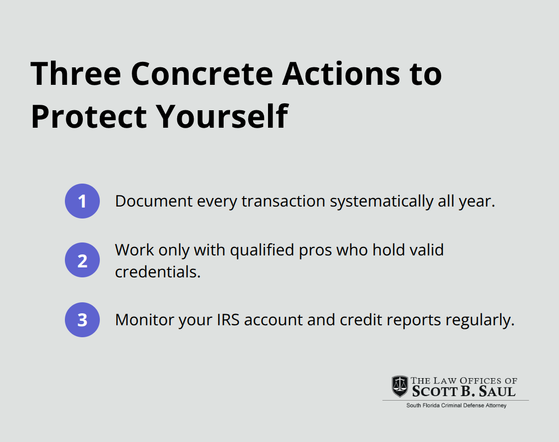 Ordered list summarizing three key steps to guard against tax fraud.