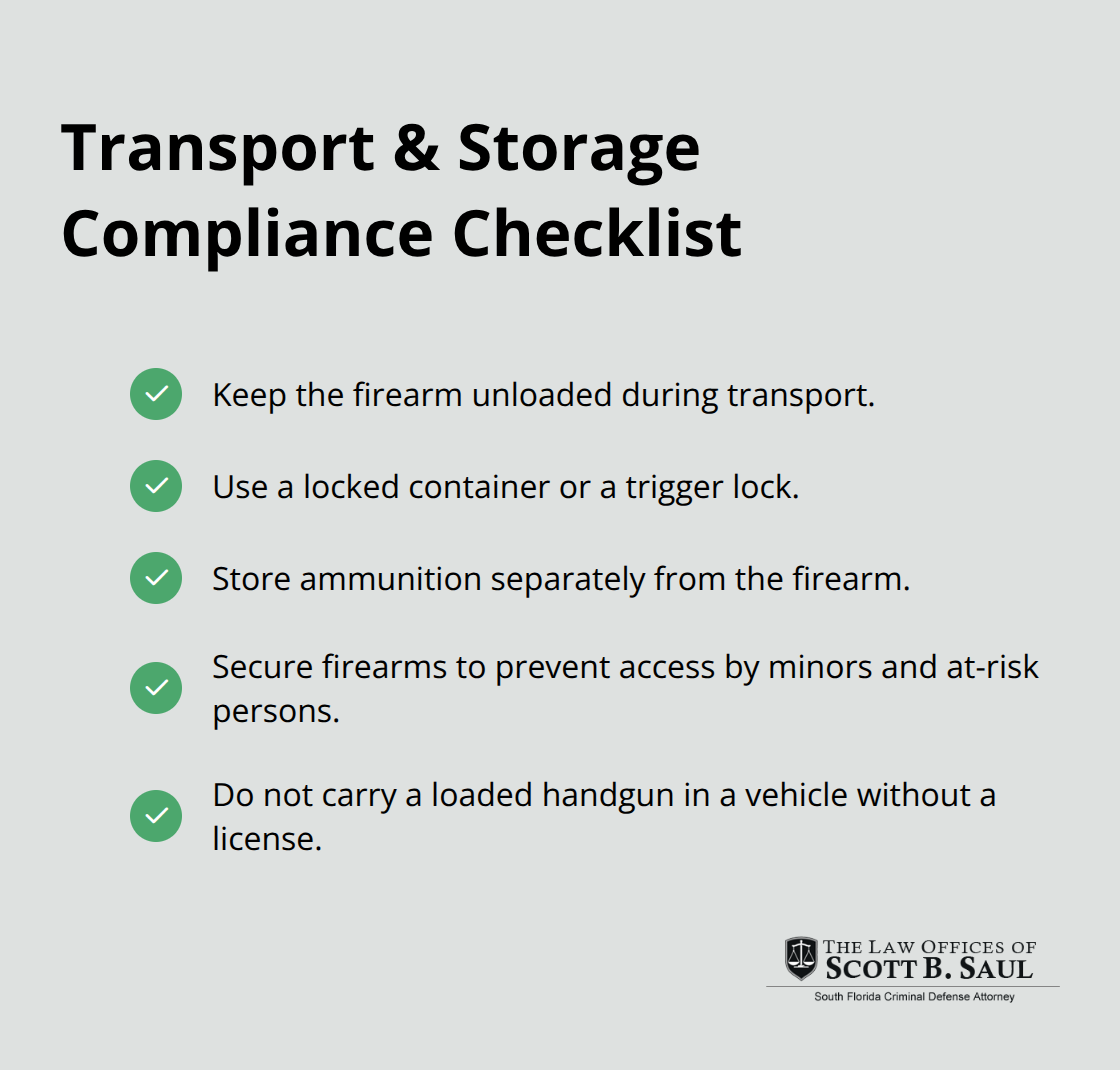Checklist for lawful firearm transport and secure storage in Florida - florida gun laws